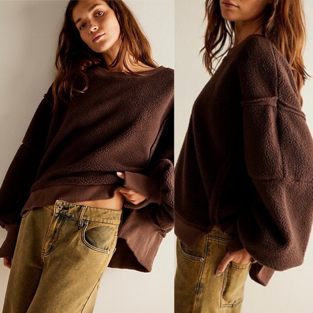 Free People Chocolate Brown Oversized Sweater